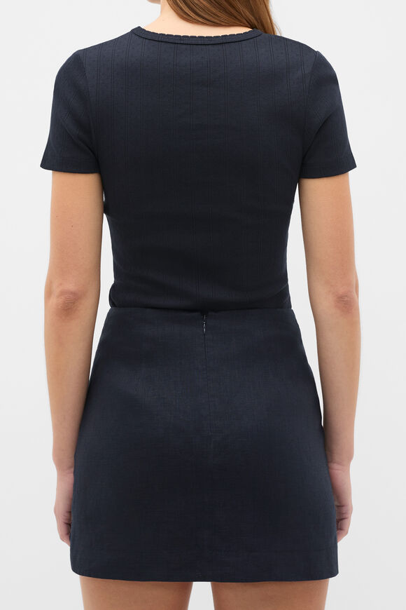 Core Linen Curve Hem Mini Skirt  Twilight Blue  hi-res