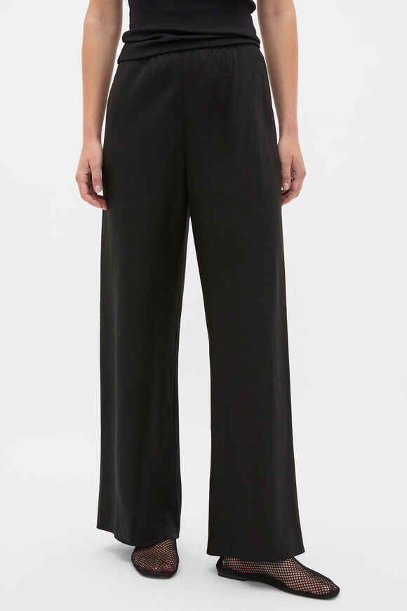 Core Linen Easy Wide Leg Pant  Black  hi-res