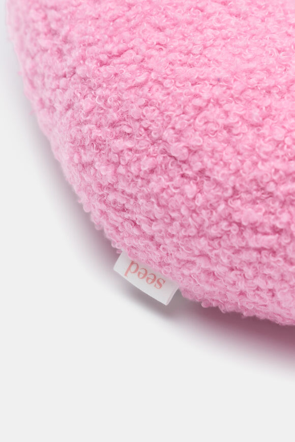 Pink Boucle Initial Cushion  V  hi-res