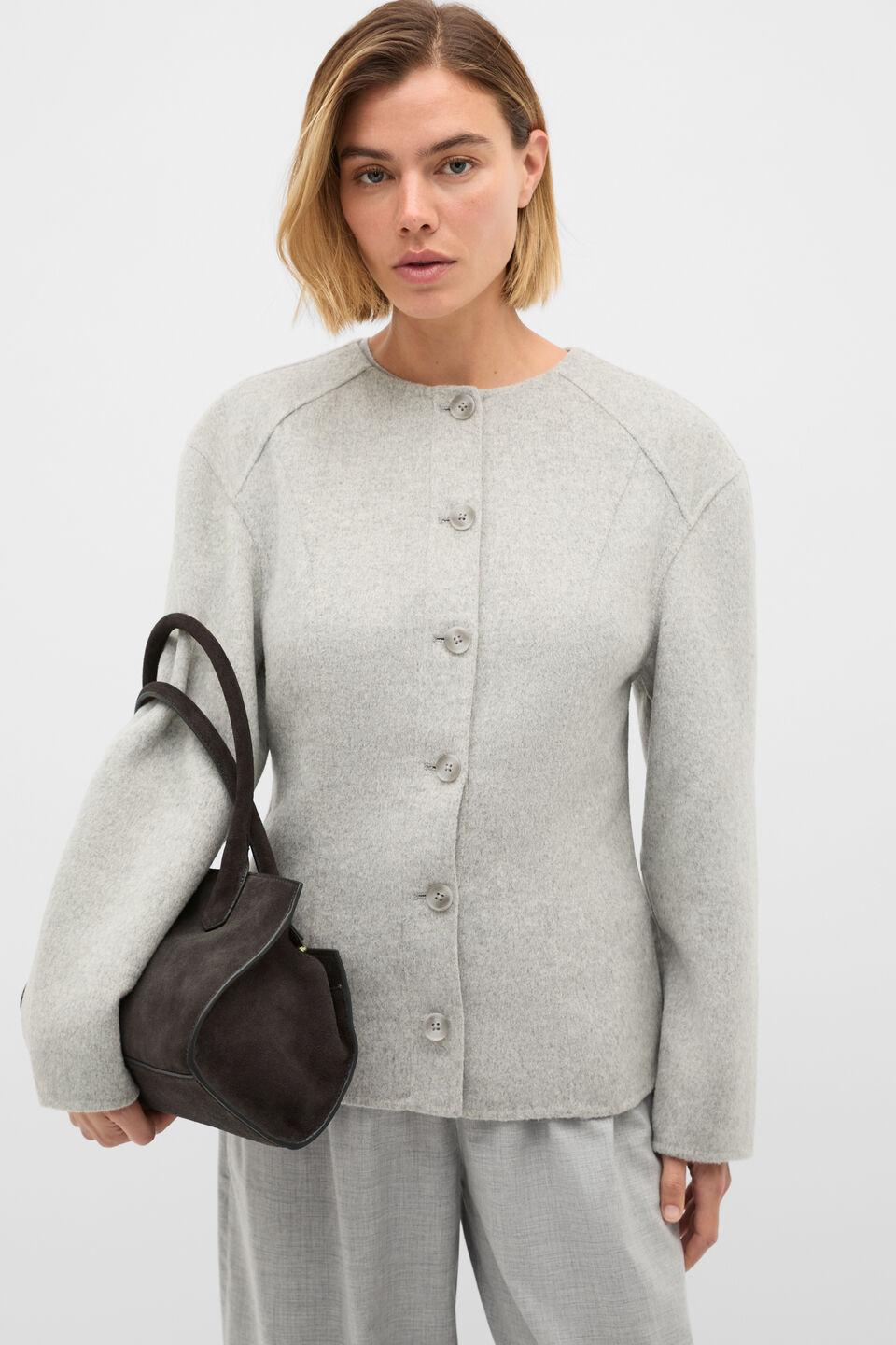 Button Through Jacket  Slate Marle