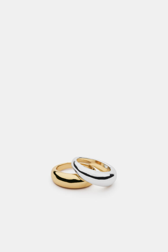 Mixed Metals Ring Set  Gold Silver  hi-res