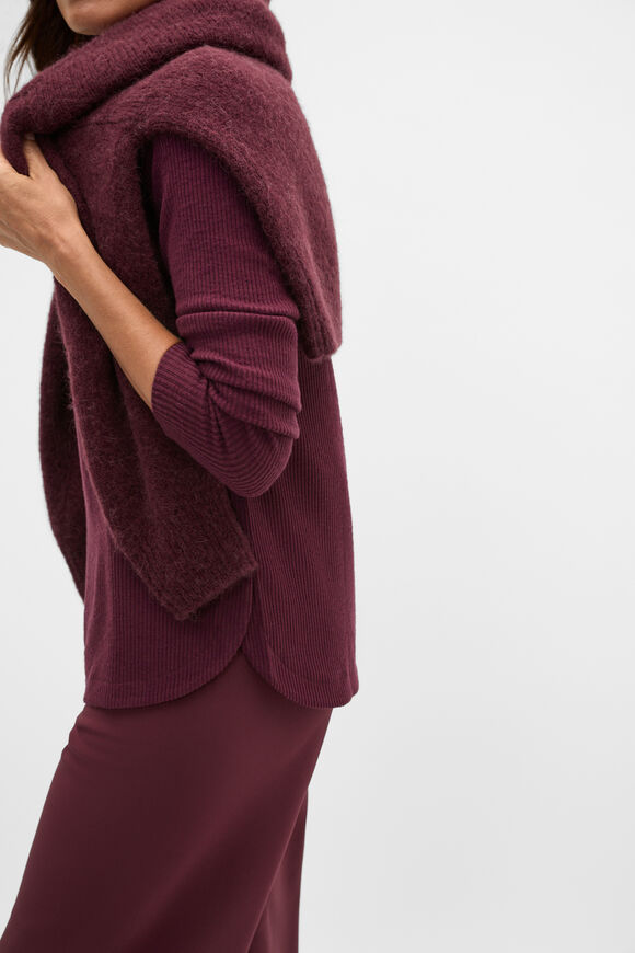 Supersoft Rib Relaxed Top  Plum Red  hi-res