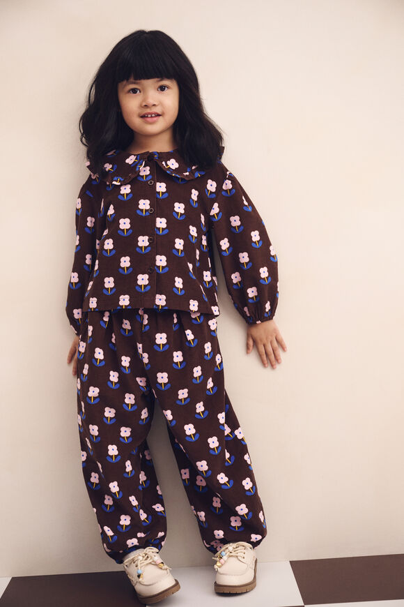 Cord Floral Top  Cacao  hi-res