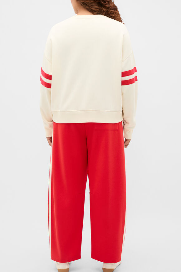 Contrast Detail Crew Neck Sweat  Coconut Cream  hi-res