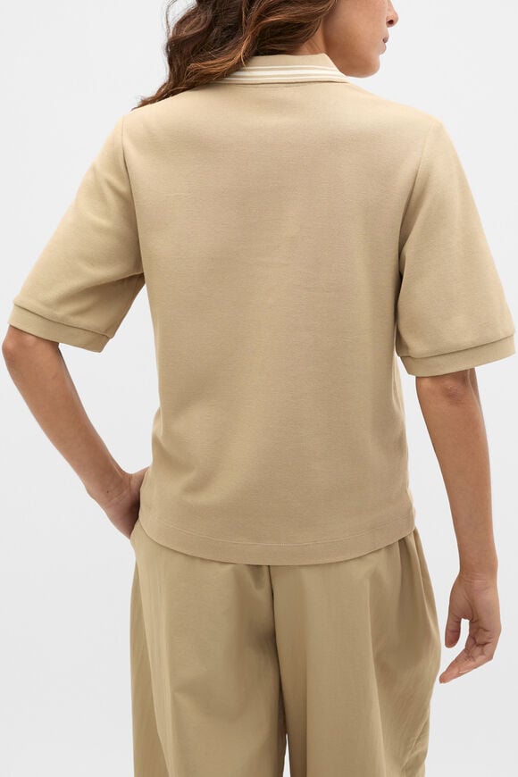 Cotton Tipping Polo Top  Caramel Clay  hi-res
