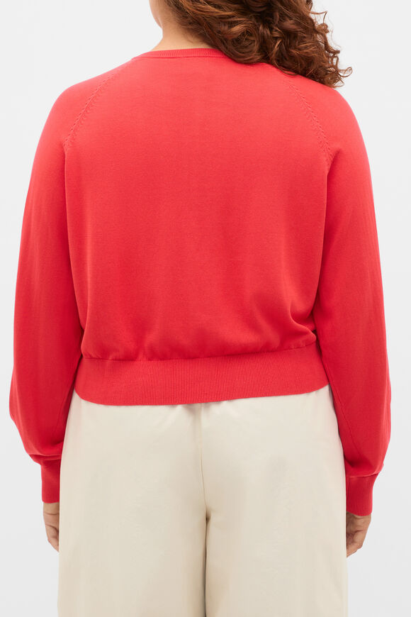 Cotton Blend Raglan Cardigan  Chilli Red  hi-res