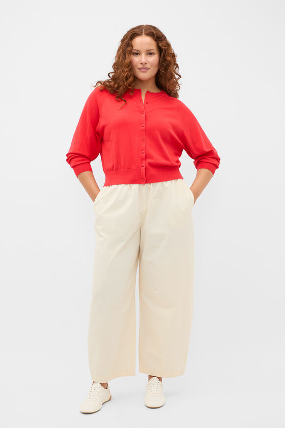 Cotton Blend Raglan Cardigan  Chilli Red  hi-res