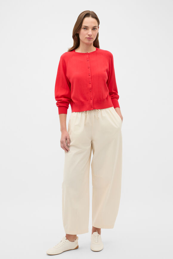 Cotton Blend Raglan Cardigan  Chilli Red  hi-res