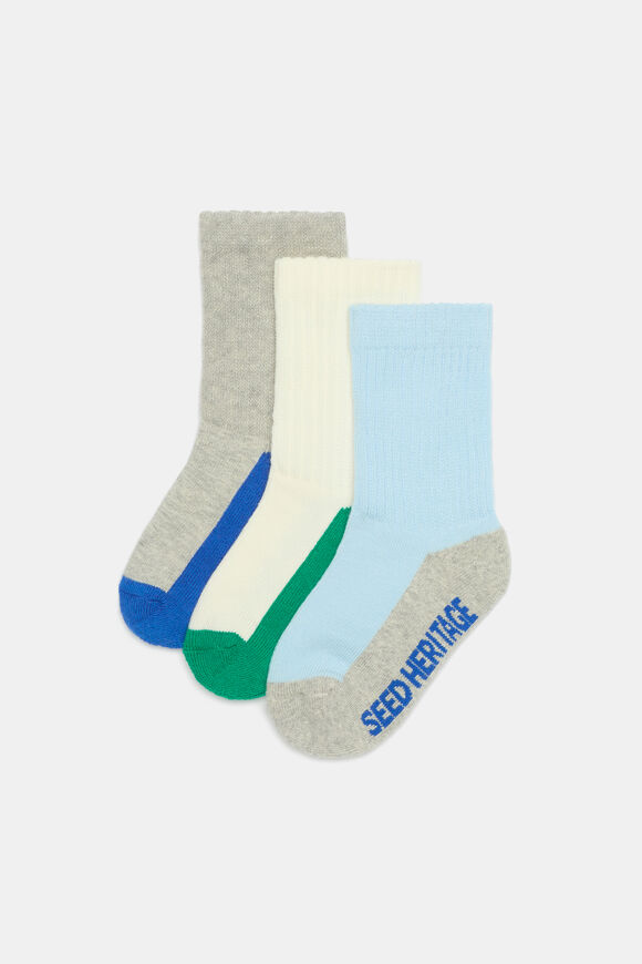 Sport Contrast Sock 3 Pack  Blue Multi  hi-res