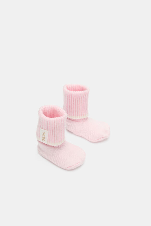 Cuffed Knit Booties  Musk  hi-res