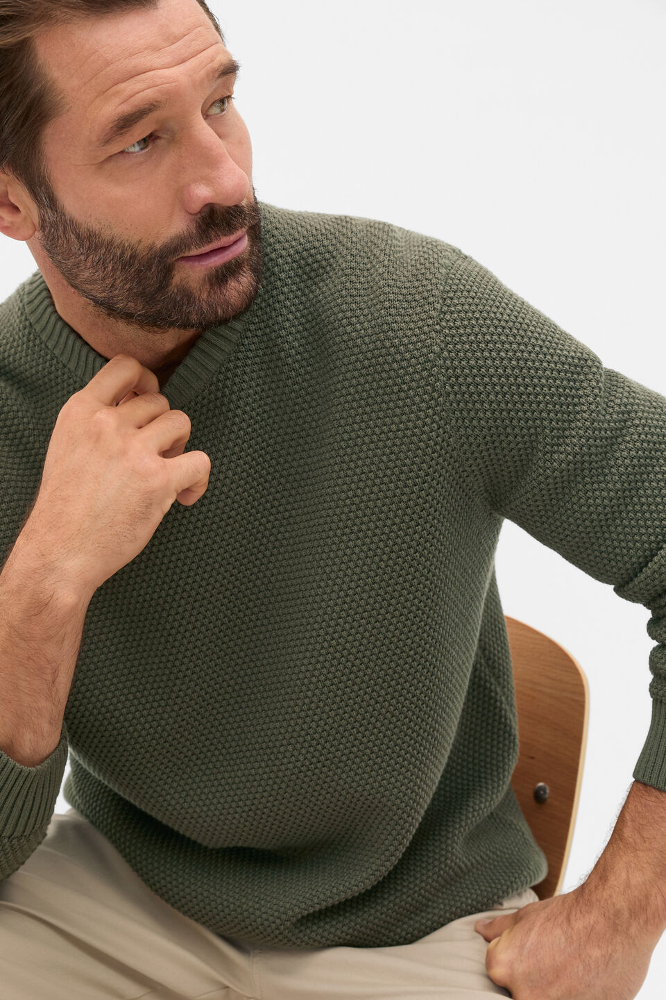 Basket Stitch Crew  Burnt Olive