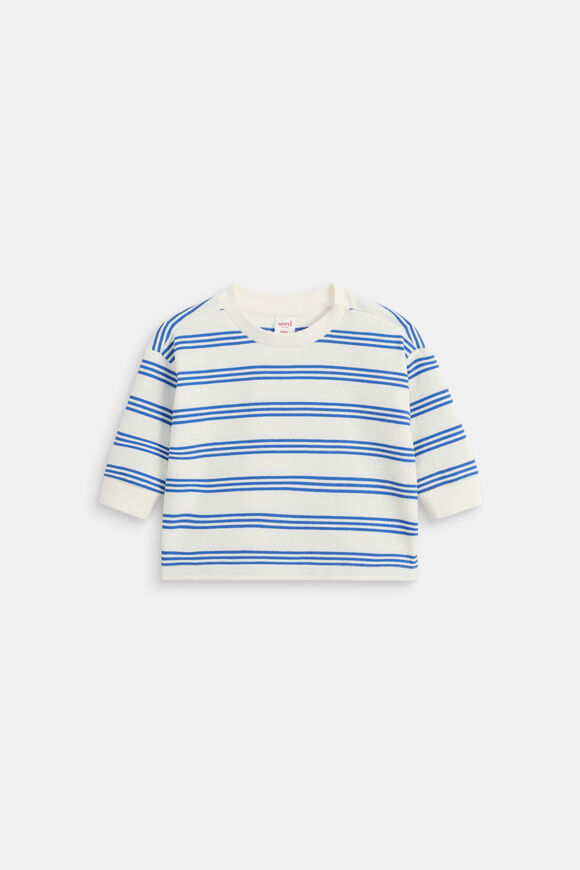 Textured Stripe Sweat  Electric Blue Stripe  hi-res