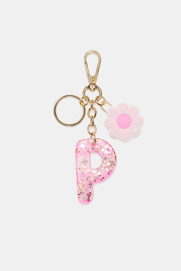 Pink Stripe Initial Keyring  P  hi-res