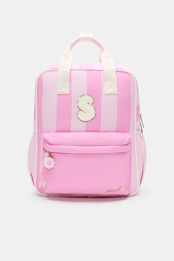 Pink Stripe Initial Backpack  S  hi-res