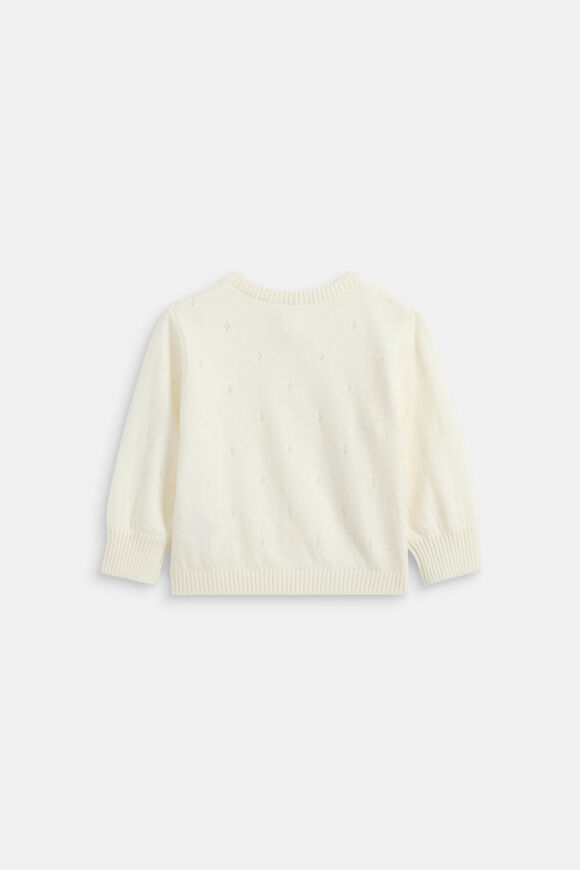 Pointelle Knit Cardigan  Classic Cream  hi-res