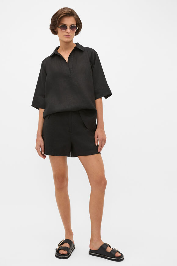 Core Linen High Rise Short  Black  hi-res