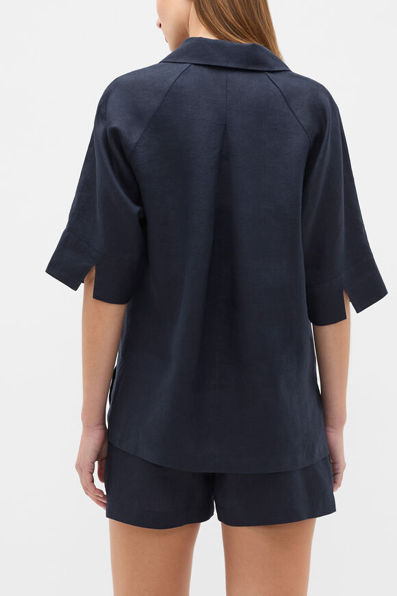 Core Linen Half Placket Popover  Twilight Blue  hi-res