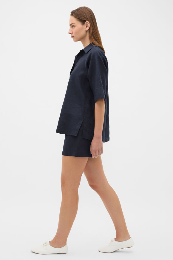 Core Linen Half Placket Popover  Twilight Blue  hi-res
