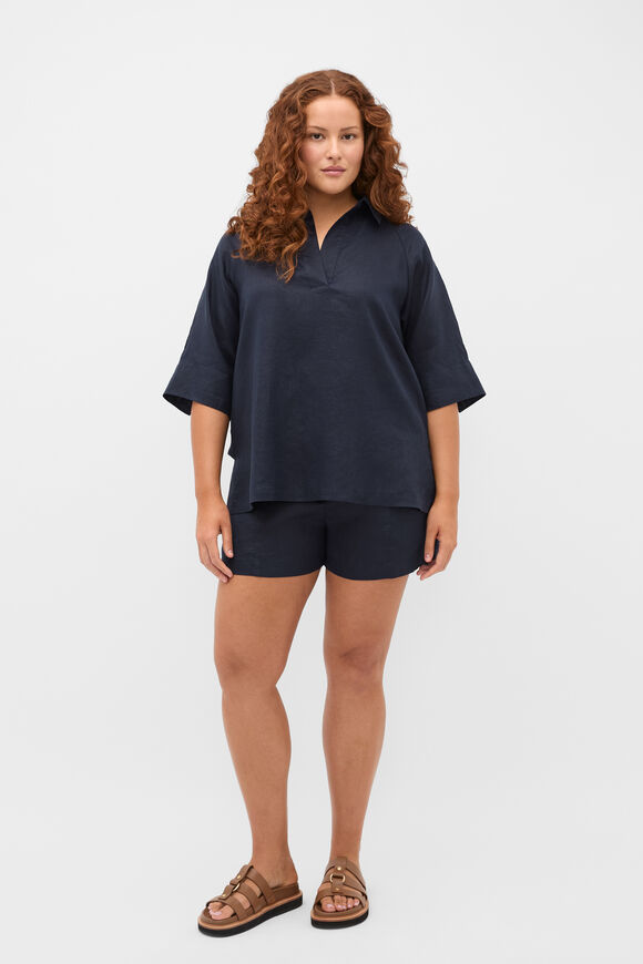 Core Linen Half Placket Popover  Twilight Blue  hi-res