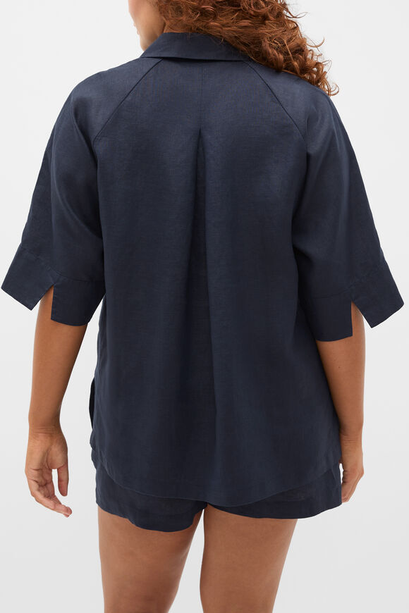 Core Linen Half Placket Popover  Twilight Blue  hi-res