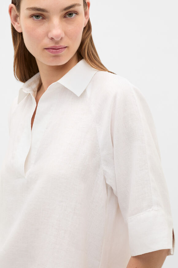 Core Linen Half Placket Popover  Whisper White  hi-res