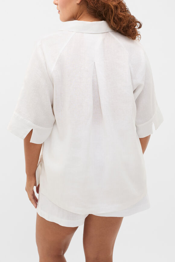 Core Linen Half Placket Popover  Whisper White  hi-res