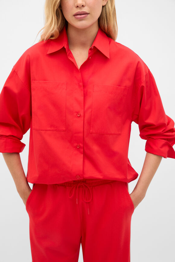 Poplin Relaxed Shirt  Chilli Red  hi-res