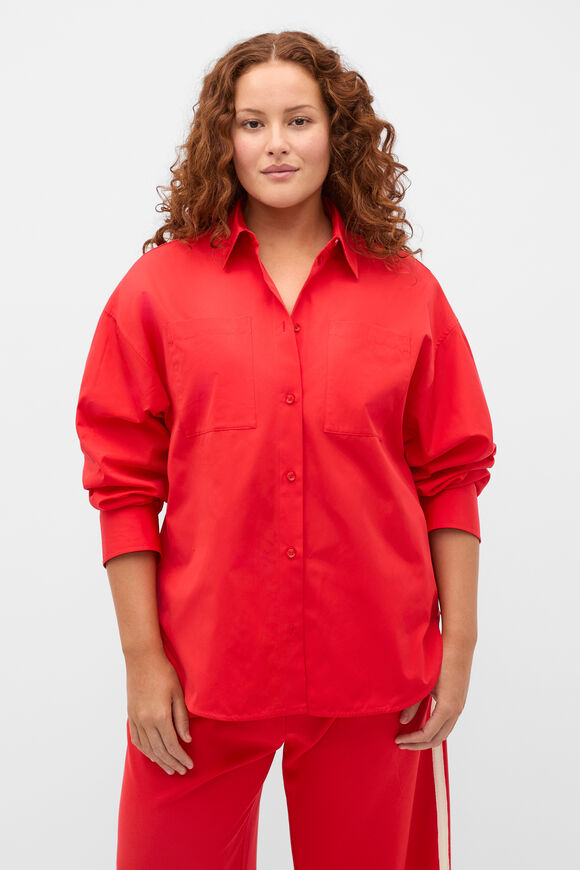 Poplin Relaxed Shirt  Chilli Red  hi-res