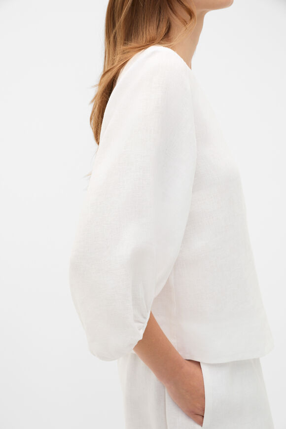 Core Linen Balloon Sleeve Top  Whisper White  hi-res