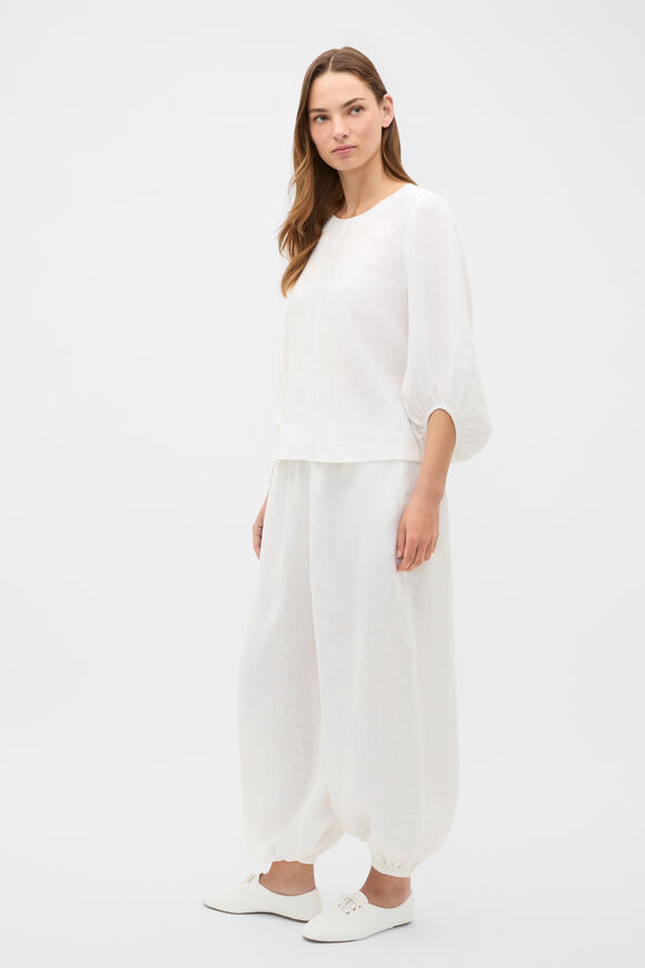 Core Linen Balloon Sleeve Top  Whisper White  hi-res
