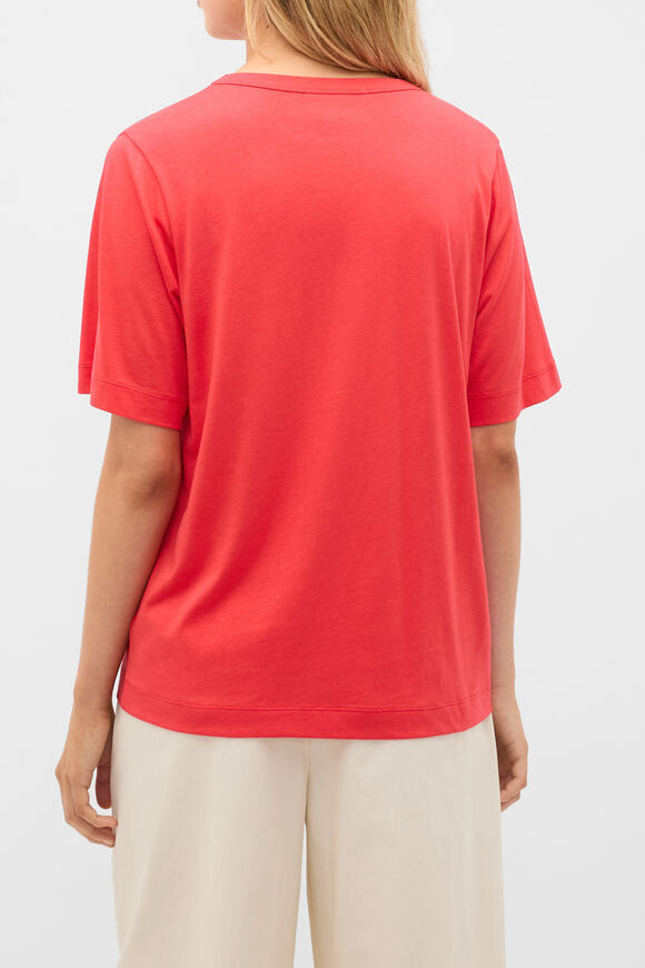 Cotton V Neck Relaxed Tee  Chilli Red  hi-res