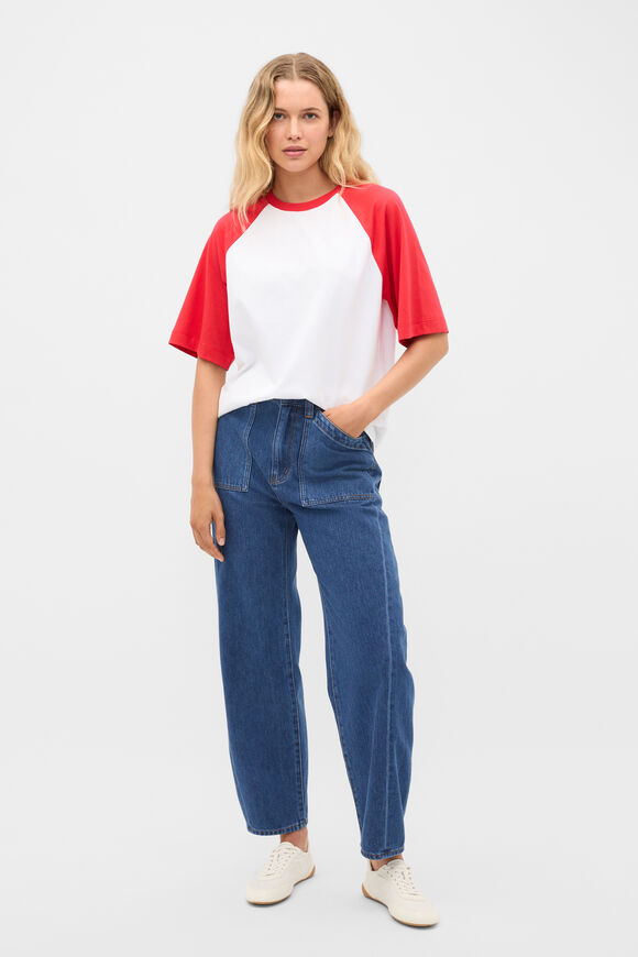 Contrast Raglan Tee  Chilli Red  hi-res