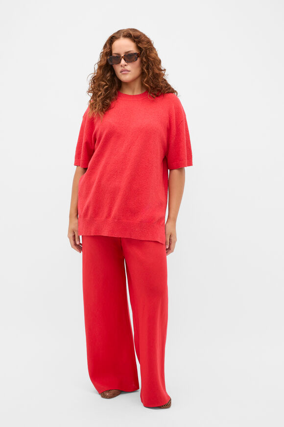 Boucle Oversized Knit Tee  Chilli Red  hi-res