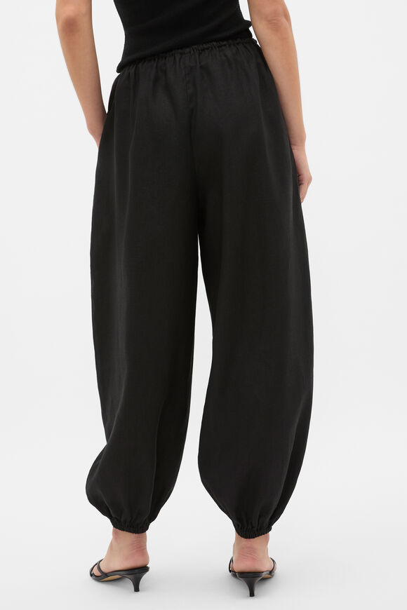 Linen Balloon Tie Pant  Black  hi-res