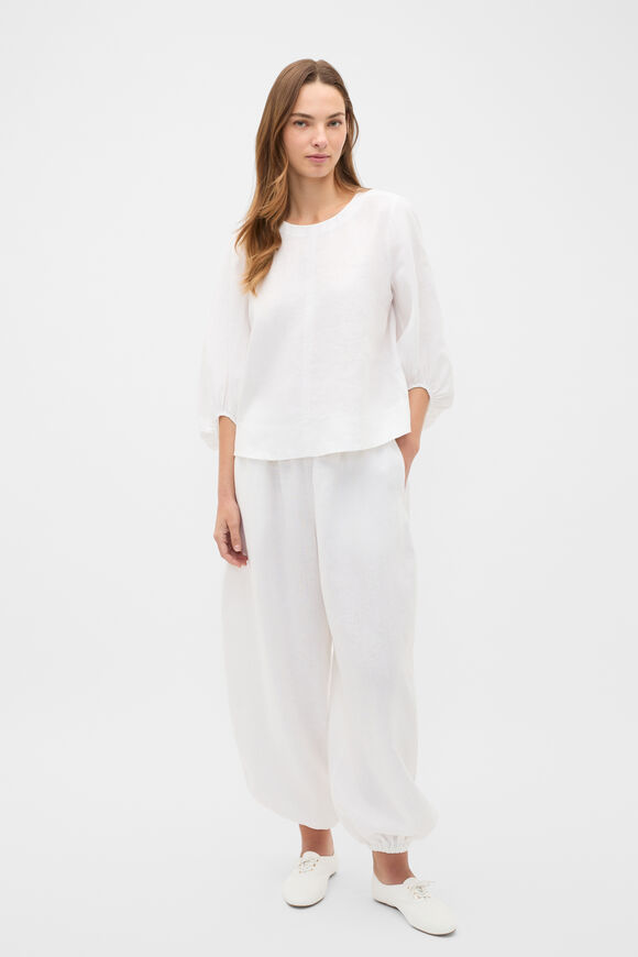 Linen Balloon Tie Pant  Whisper White  hi-res