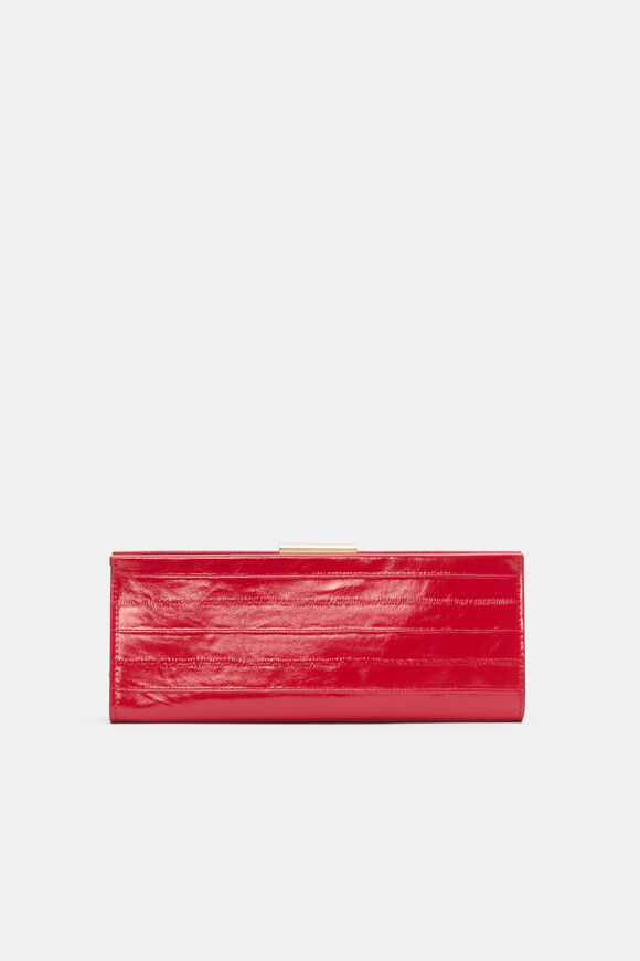 Leather Box Clutch  Chilli Red  hi-res