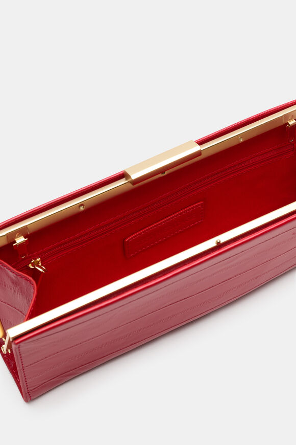 Leather Box Clutch  Chilli Red  hi-res