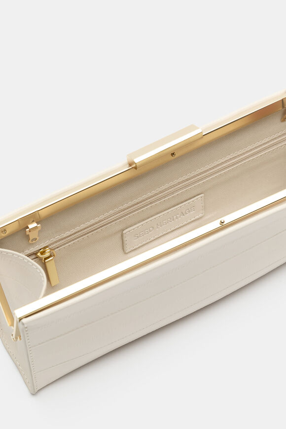 Leather Box Clutch  Stone  hi-res