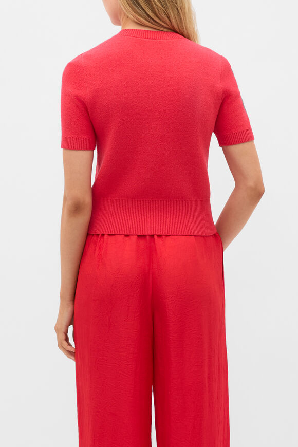 Boucle Short Sleeve Cardigan  Chilli Red  hi-res
