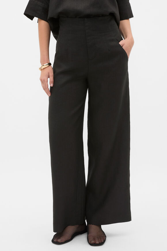 Core Linen Waisted Pant  Black  hi-res