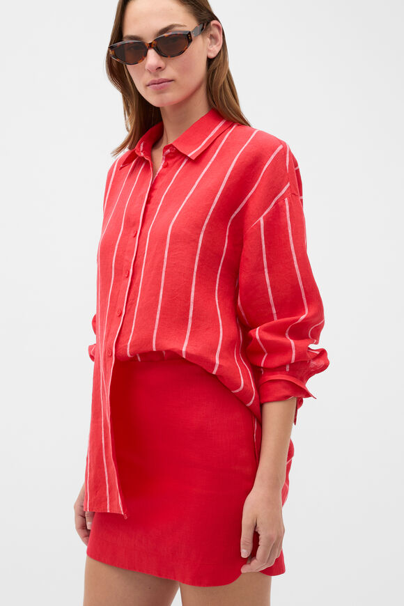 Core Linen Curve Hem Mini Skirt  Chilli Red  hi-res