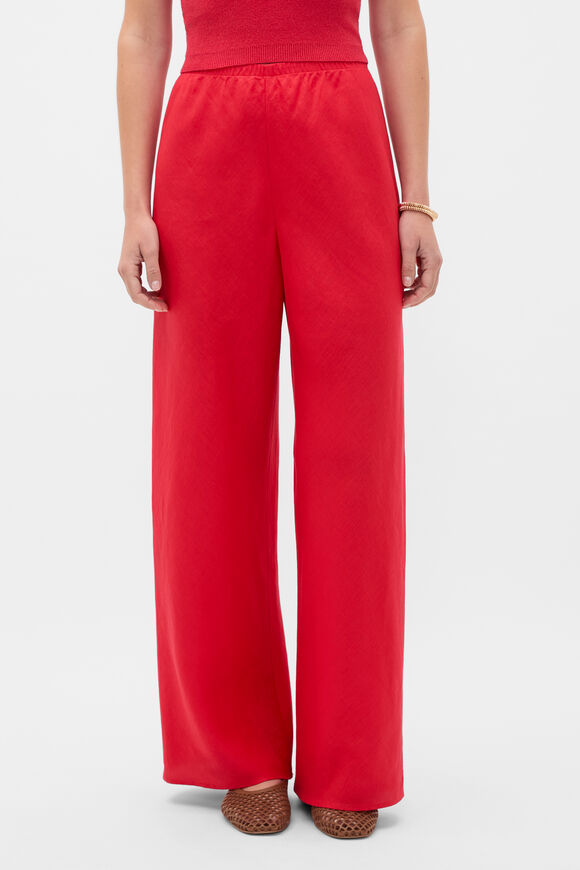 Core Linen Easy Wide Leg Pant  Chilli Red  hi-res