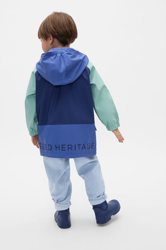 Colourblock Raincoat  Blue Multi  hi-res
