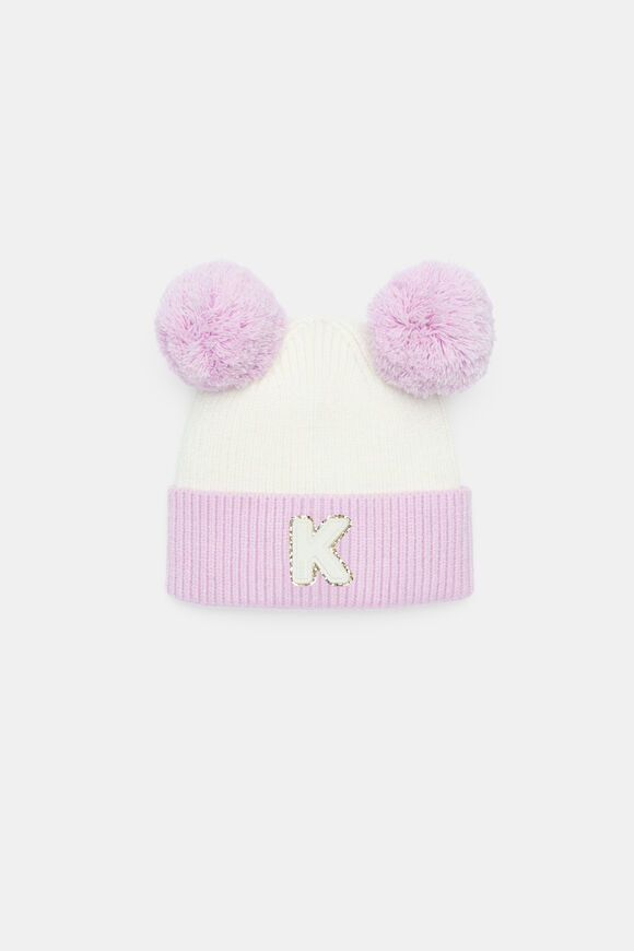 Mini Glitter Initial Beanie  K  hi-res