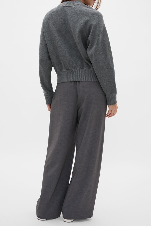 Double Knit Bomber Cardigan  Charcoal Grey Marle  hi-res
