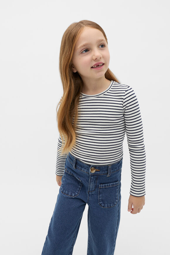 Stripe Rib Tee  Navy Stripe  hi-res
