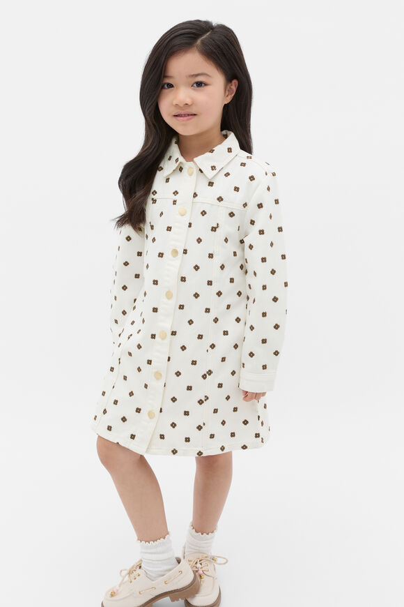 Embroidered Denim Dress  Classic Cream  hi-res