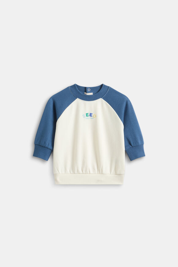 Core Colourblock Sweat  Washed Navy  hi-res