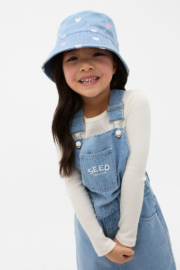 Chambray Heart Bucket Hat  Light Wash  hi-res