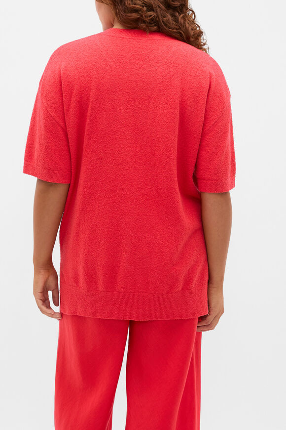 Boucle Oversized Knit Tee  Chilli Red  hi-res